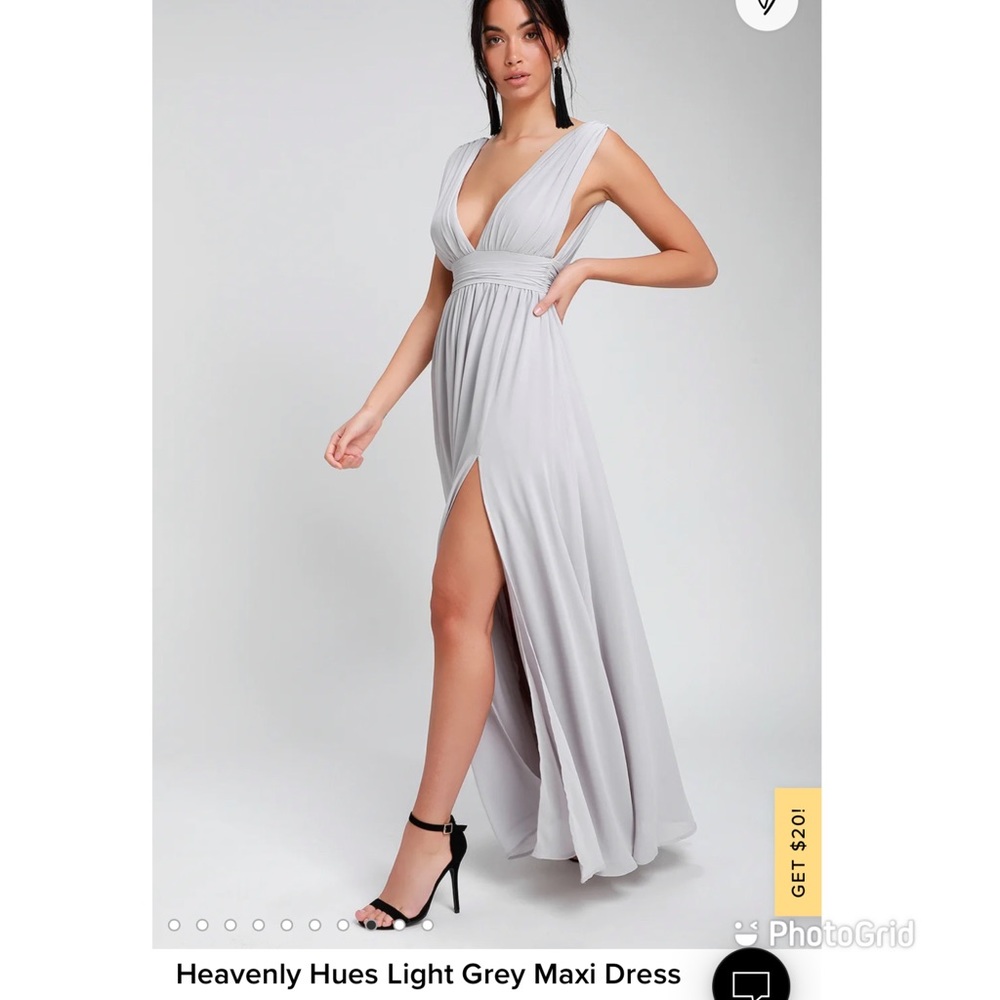Light Grey Maxi Bridesmaid/Prom Dress - S